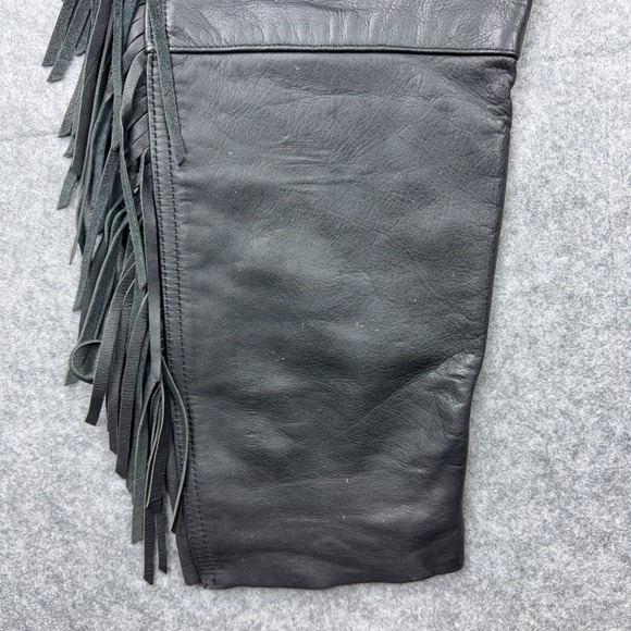 VTG Harley Davidson Leather Pants Womens 16 Black Motorcycle Biker Fringe 80s - Picture 7 of 14